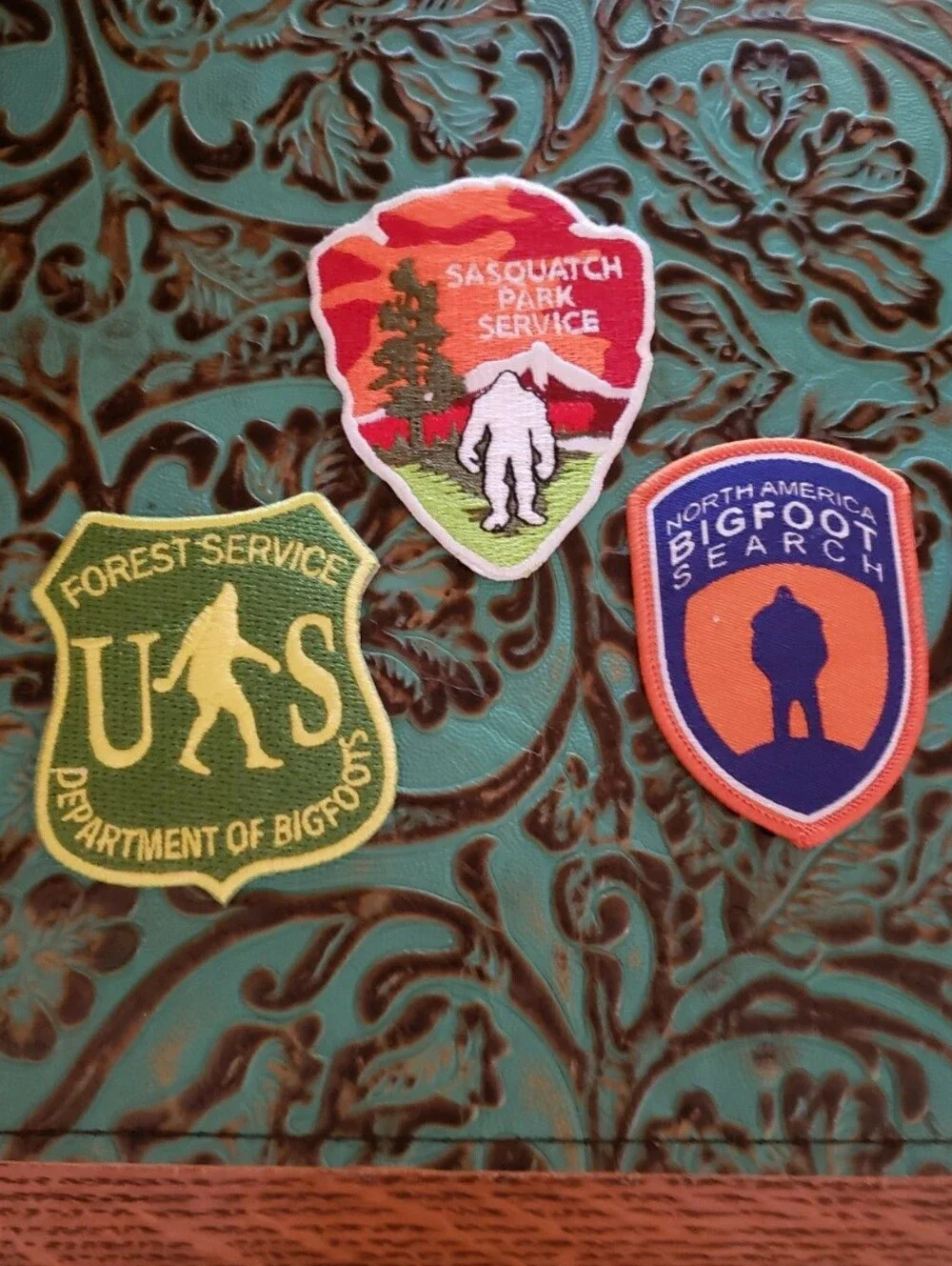 Lot Of 3 Vibrant Embroidered Fabric Sasquatch Patches